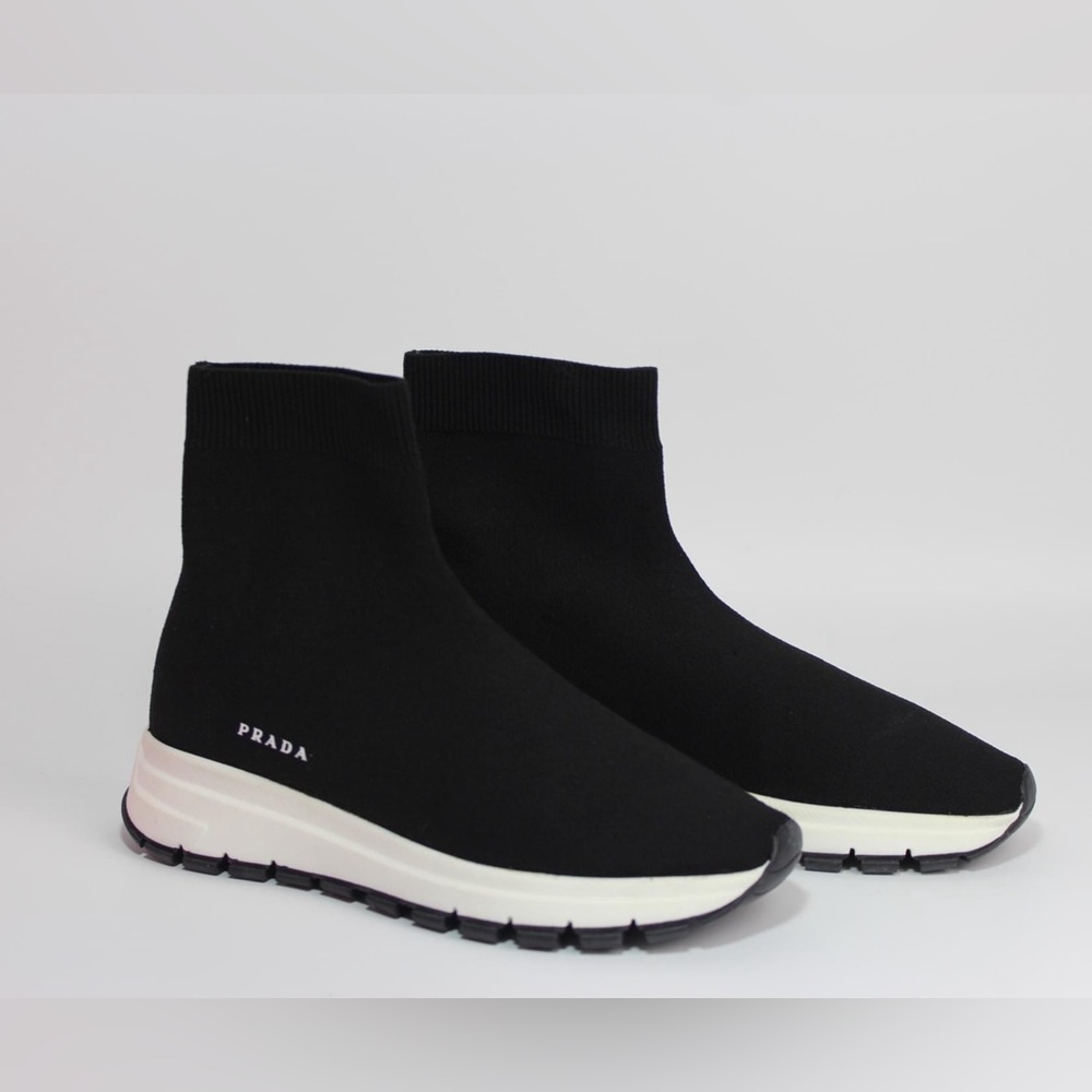 PRADA KNIT BLACK SNEAKERS